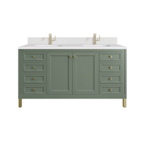 James Martin Vanities Chicago 60" Free Standing Double Basin Vanity Set with Quartz Top and Rectangular Sinks - 503-V60D-1WZ