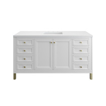 James Martin Vanities Chicago 60" Free Standing Single Basin Vanity Set with Quartz Top and Rectangular Sink - 503-V60S-3WZ