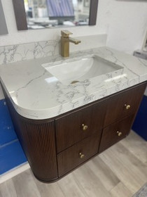 Royal Flora 36 inch Wall Mounted Bathroom Vanity Teak