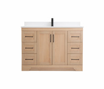 Royal Perth 48 inch Whitewash Oak Bathroom Vanity with Quartz top * New Arrival
