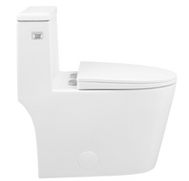 Crown Madison Rimless  One-Piece 12" Rough-in 1.28 GPF Left Flush Elongated Toilet in Glossy White