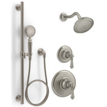 Kohler Artifacts Pressure Balanced Shower System with Shower Head, Hand Shower, Valve Trim, and Shower Arm - Vibrant Brushed Nickel