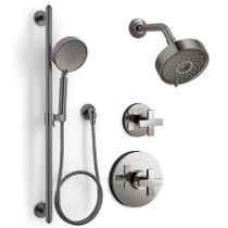 Kohler Composed Pressure Balanced Shower System with Shower Head, Hand Shower, Valve Trim, and Shower Arm - Vibrant Titanium