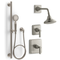 Kohler Pinstripe Pressure Balanced Shower System with Shower Head, Hand Shower, Valve Trim, and Shower Arm - Vibrant Brushed Nickel