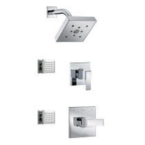 Delta Monitor 14 Series Single Function Pressure Balanced Shower System with Shower Head, and 2 Body Sprays - Includes Rough-In Valves - Chrome