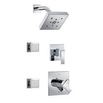 Delta Monitor 17 Series Dual Function Pressure Balanced Shower System with Integrated Volume Control, Shower Head, and 2 Body Sprays - Includes Rough-In Valves - Chrome
