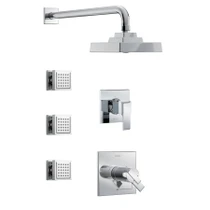 Delta TempAssure 17T Series Thermostatic Shower System with Integrated Volume Control, Shower Head, and 3 Body Sprays - Includes Rough-In Valves - Chrome