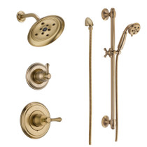 Delta Monitor 14 Series Single Function Pressure Balanced Shower System with Shower Head, and Hand Shower - Includes Rough-In Valves - Champagne Bronze