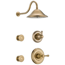 Delta Monitor 14 Series Single Function Pressure Balanced Shower System with Shower Head, and 2 Body Sprays - Includes Rough-In Valves - Champagne Bronze