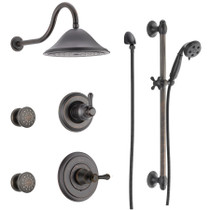 Delta Monitor 14 Series Single Function Pressure Balanced Shower System with Shower Head, 2 Body Sprays and Hand Shower - Includes Rough-In Valves - Venetian Bronze