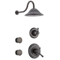 Delta Monitor 17 Series Dual Function Pressure Balanced Shower System with Integrated Volume Control, Shower Head, and 2 Body Sprays - Includes Rough-In Valves - Venetian Bronze