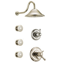 Delta TempAssure 17T Series Thermostatic Shower System with Integrated Volume Control, Shower Head, and 3 Body Sprays - Includes Rough-In Valves - Brilliance Polished Nickel