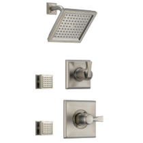 Delta Monitor 14 Series Single Function Pressure Balanced Shower System with Shower Head, and 2 Body Sprays - Includes Rough-In Valves - Brilliance Stainless