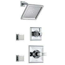 Delta Monitor 14 Series Single Function Pressure Balanced Shower System with Shower Head, and 2 Body Sprays - Includes Rough-In Valves - Chrome