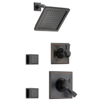 Delta Monitor 17 Series Dual Function Pressure Balanced Shower System with Integrated Volume Control, Shower Head, and 2 Body Sprays - Includes Rough-In Valves - Venetian Bronze