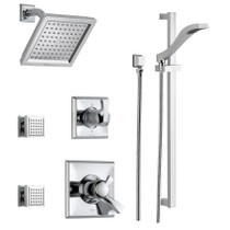 Delta Monitor 17 Series Dual Function Pressure Balanced Shower System with Integrated Volume Control, Shower Head, 2 Body Sprays and Hand Shower - Includes Rough-In Valves - Chrome