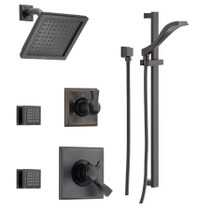 Delta Monitor 17 Series Dual Function Pressure Balanced Shower System with Integrated Volume Control, Shower Head, 2 Body Sprays and Hand Shower - Includes Rough-In Valves - Venetian Bronze