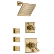 Delta TempAssure 17T Series Thermostatic Shower System with Integrated Volume Control, Shower Head, and 3 Body Sprays - Includes Rough-In Valves - Champagne Bronze