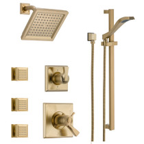 Delta TempAssure 17T Series Thermostatic Shower System with Integrated Volume Control, Shower Head, 3 Body Sprays and Hand Shower - Includes Rough-In Valves - Champagne Bronze