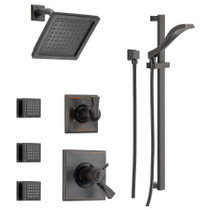 Delta TempAssure 17T Series Thermostatic Shower System with Integrated Volume Control, Shower Head, 3 Body Sprays and Hand Shower - Includes Rough-In Valves - Venetian Bronze