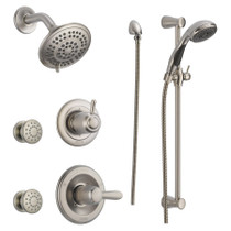 Delta Monitor 14 Series Single Function Pressure Balanced Shower System with Shower Head, 2 Body Sprays and Hand Shower - Includes Rough-In Valves - Brilliance Stainless