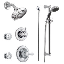 Delta Monitor 14 Series Single Function Pressure Balanced Shower System with Shower Head, 2 Body Sprays and Hand Shower - Includes Rough-In Valves - Chrome