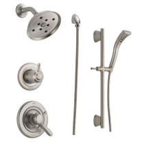 Delta Monitor 17 Series Dual Function Pressure Balanced Shower System with Integrated Volume Control, Shower Head, and Hand Shower - Includes Rough-In Valves - Brilliance Stainless