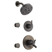 Delta Monitor 17 Series Dual Function Pressure Balanced Shower System with Integrated Volume Control, Shower Head, and 2 Body Sprays - Includes Rough-In Valves - Venetian Bronze