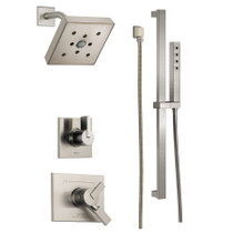Delta Monitor 17 Series Dual Function Pressure Balanced Shower System with Integrated Volume Control, Shower Head, and Hand Shower - Includes Rough-In Valves - Brilliance Stainless