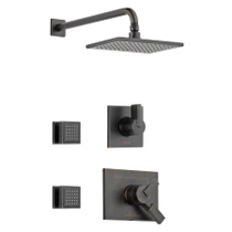Delta Monitor 17 Series Dual Function Pressure Balanced Shower System with Integrated Volume Control, Shower Head, and 2 Body Sprays - Includes Rough-In Valves - Venetian Bronze
