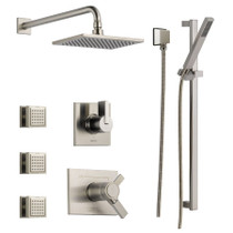 Delta TempAssure 17T Series Thermostatic Shower System with Integrated Volume Control, Shower Head, 3 Body Sprays and Hand Shower - Includes Rough-In Valves - Brilliance Stainless