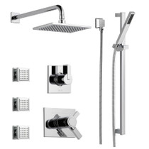 Delta TempAssure 17T Series Thermostatic Shower System with Integrated Volume Control, Shower Head, 3 Body Sprays and Hand Shower - Includes Rough-In Valves - Chrome