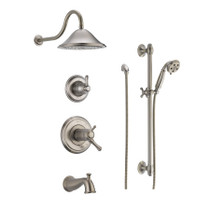 Delta TempAssure 17T Series Thermostatic Tub and Shower System with Volume Control, Shower Head, Hand Shower, and Slide Bar - Includes Rough-In Valves - Brilliance Stainless