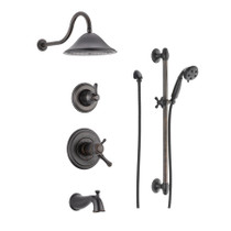 Delta TempAssure 17T Series Thermostatic Tub and Shower System with Volume Control, Shower Head, Hand Shower, and Slide Bar - Includes Rough-In Valves - Venetian Bronze
