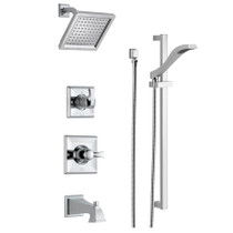 Delta Monitor 14 Series Pressure Balanced Tub and Shower System with Shower Head, Hand Shower, and Slide Bar - Includes Rough-In Valves - Chrome