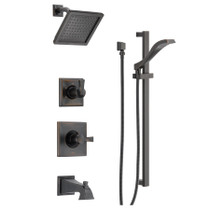 Delta Monitor 14 Series Pressure Balanced Tub and Shower System with Shower Head, Hand Shower, and Slide Bar - Includes Rough-In Valves - Venetian Bronze