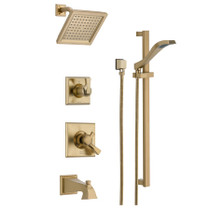 Delta Monitor 17 Series Pressure Balanced Tub and Shower System with Volume Control, Shower Head, Hand Shower, and Slide Bar - Includes Rough-In Valves - Champagne Bronze