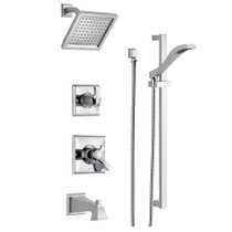 Delta Monitor 17 Series Pressure Balanced Tub and Shower System with Volume Control, Shower Head, Hand Shower, and Slide Bar - Includes Rough-In Valves - Chrome