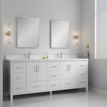 Royal Ultra  White 84 inch Double Bath Vanity w/Quartz Top + Sinks