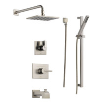 Delta Monitor 14 Series Pressure Balanced Tub and Shower System with Shower Head, Hand Shower, and Slide Bar - Includes Rough-In Valves - Brilliance Stainless