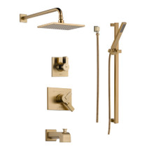 Delta Monitor 17 Series Pressure Balanced Tub and Shower System with Volume Control, Shower Head, Hand Shower, and Slide Bar - Includes Rough-In Valves - Champagne Bronze