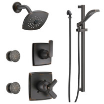 Delta Monitor 17 Series Dual Function Pressure Balanced Shower System with Integrated Volume Control, Shower Head, 2 Body Sprays, Hand Shower and Valves - Venetian Bronze
