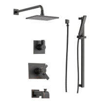 Delta TempAssure 17T Series Thermostatic Tub and Shower System with Volume Control, Shower Head, Hand Shower, and Slide Bar - Includes Rough-In Valves - Venetian Bronze