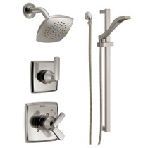 Delta Monitor 17 Series Dual Function Pressure Balanced Shower System with Integrated Volume Control, Shower Head, and Hand Shower and Rough-In Valves - Brilliance Stainless