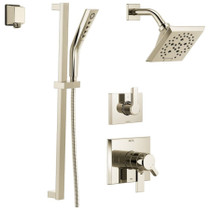 Delta Monitor 17 Series Dual Function Pressure Balanced Shower System with Integrated Volume Control, Shower Head, and Hand Shower - Includes Rough-In Valves-Brilliance Polished Nickel