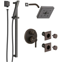 Delta Ara Pressure Balanced Shower System with Shower Head, Shower Arm, Hand Shower, Slide Bar, Bodysprays, Hose, Valve Trim and MultiChoice Rough-In-Venetian Bronze