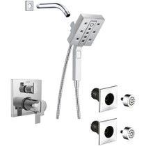 Delta Ara Pressure Balanced Shower System with Shower Head, Shower Arm, Hand Shower, Bodysprays, Hose, Valve Trim and MultiChoice Rough-In - Chrome