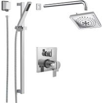 Delta Ara Thermostatic Shower System with Shower Head, Shower Arm, Hand Shower, Slide Bar, Hose, Valve Trim and MultiChoice Rough-In -  Chrome