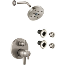 Delta Trinsic Pressure Balanced Shower System with Shower Head, Shower Arm, Bodysprays, Valve Trim and MultiChoice Rough-In - Brilliance Stainless