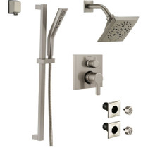Delta Trinsic Thermostatic Shower System with Shower Head, Shower Arm, Hand Shower, Bodysprays, Hose, Valve Trim and MultiChoice Rough-In -  Brilliance Stainless